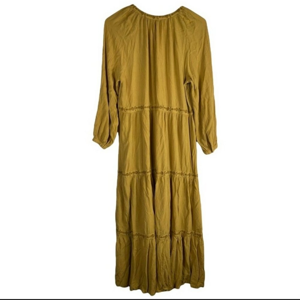Boho Embroidered Maxi Dress - Mustard - Picture 6 of 13
